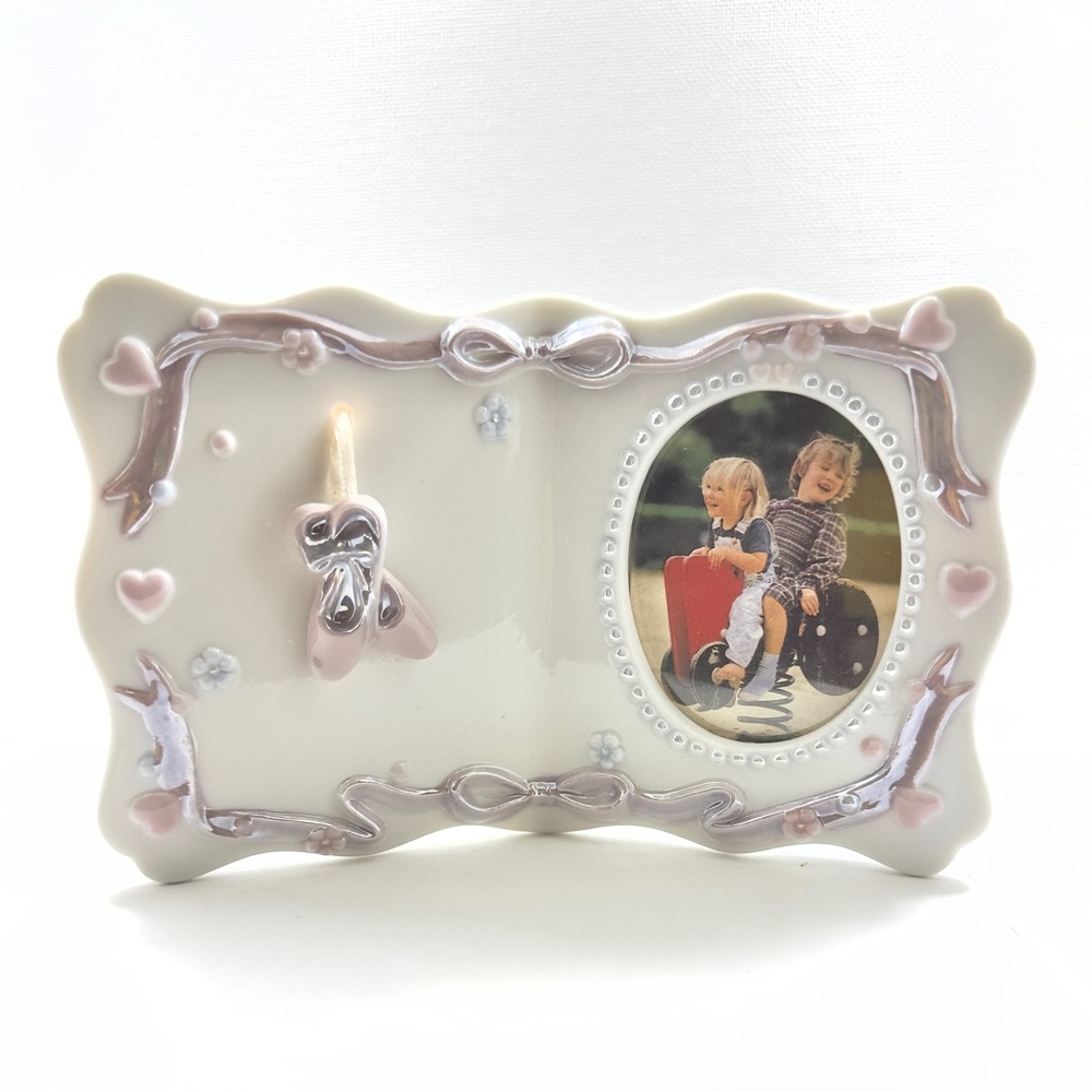 Porcelain Ballerina Photo Picture Frame with Ballet Shoe detail